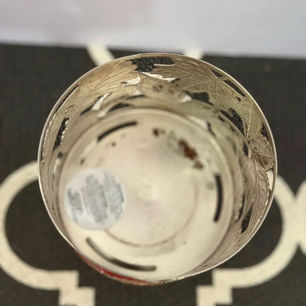 Bath & Body Works Retired Fall Leaves 3 Wick Candle Holder Sparkle Home Decor - Picture 6 of 7